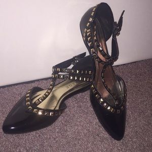 Studded patent ballet flats